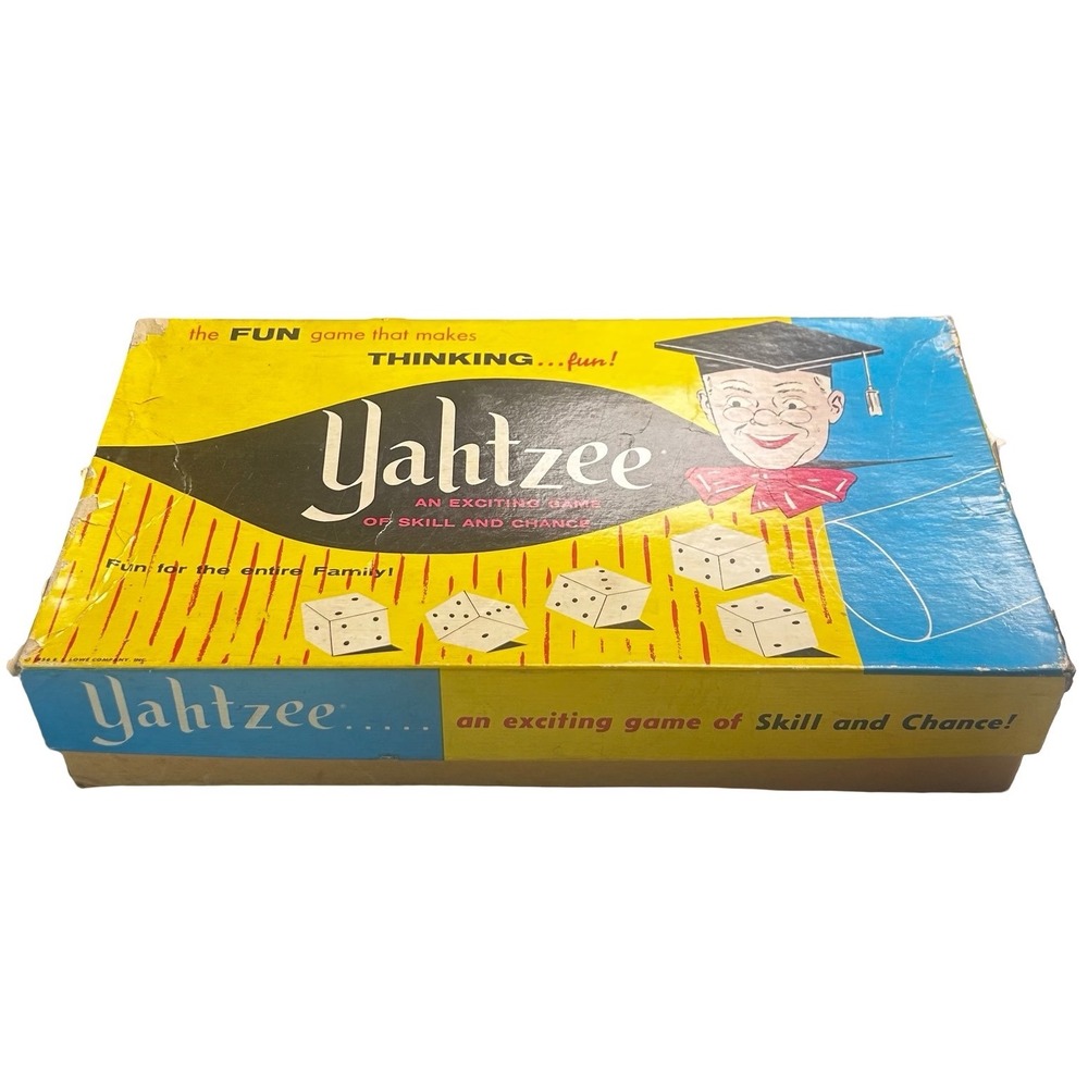 Vintage 1956 Yahtzee Board Game E.S. Lowe No. 950 Classic Dice Game Complete Box